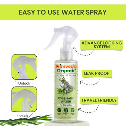 Himveda Organic Rosemary Water Spray| For Hair growth, Hair fall control, Scalp health, Hair damage protection, Anti frizz| Men & Women | 100ml